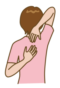 背中で手をつなぐことができない