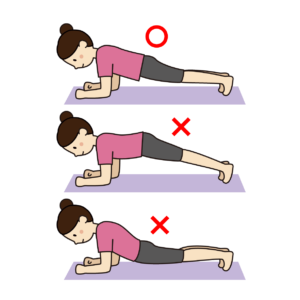 ドルフィンプランクの正しい姿勢と悪い姿勢