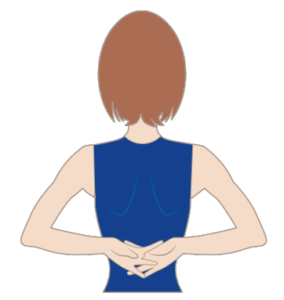 背中で指を掴む